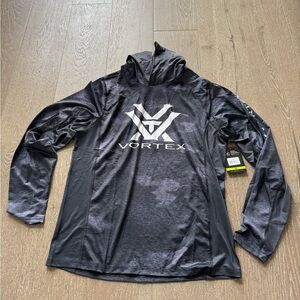 Vortex Logo Hooded Long Sleeve Shirt - Black/Gray